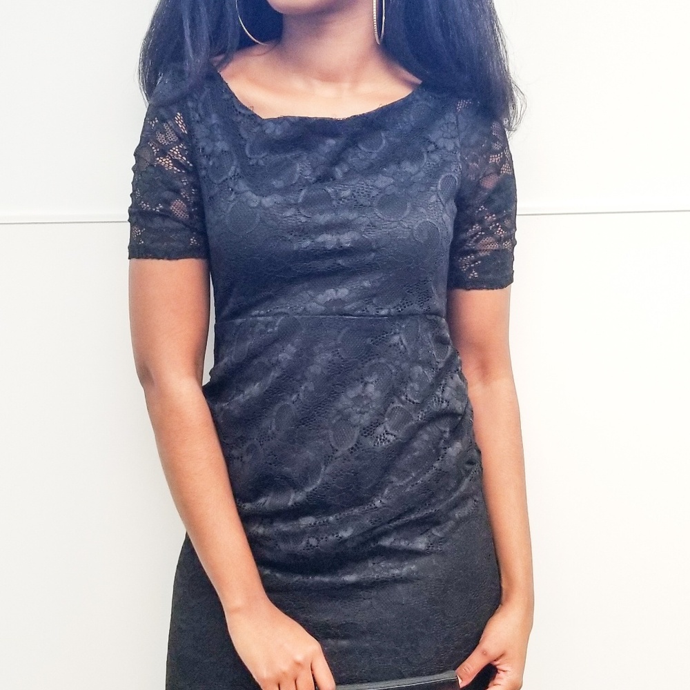 ASOS black lace mid dress